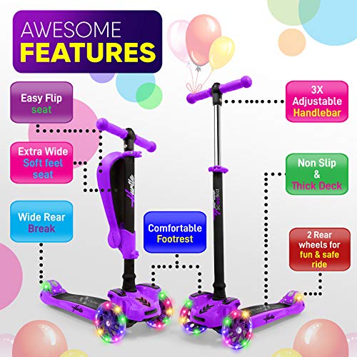 Hurtle Kids Scooter adjustable handlebar and foldable seat