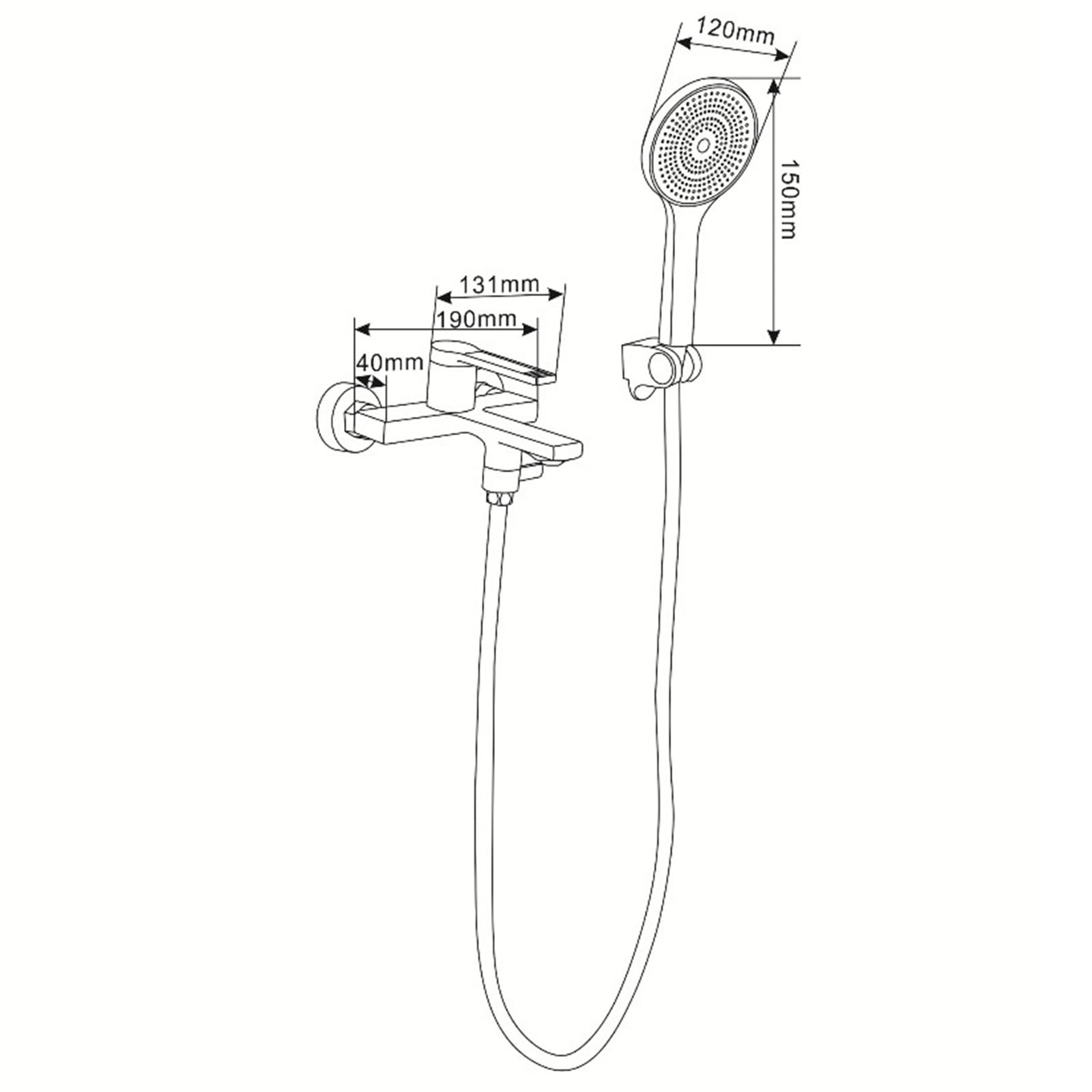 XJTNLB Grifo Bañera Cromado Pared Grifo Monomando Ducha Doble Salida Conjunto de Ducha Monomando de Latón