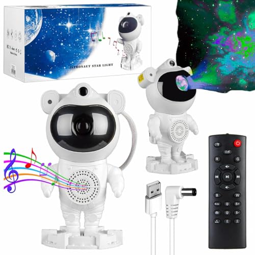 Projetor de Luz de Astronauta com Bluetooth e Controle Remoto - Toca Música, Vários Modos de Galáxia