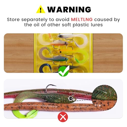 image for TRUSCEND Easy Catch Pre-Rigged Soft Lures, Unique Curving Tail with Ir