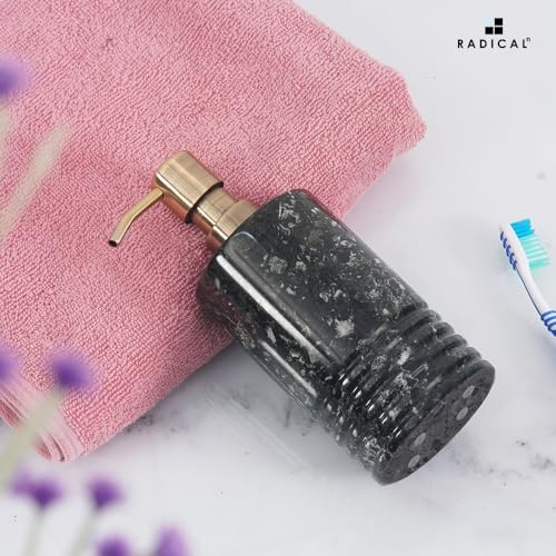 Image of Radicaln Marble Liquid Soap Dispenser 7.5'' Inches Black Handmade Pump Bottle Dispenser Hand Soap Dispenser for Bathroom