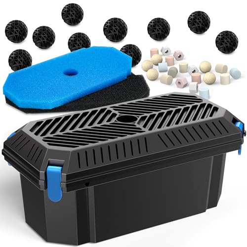 Antfraer Pond Filter Box Outdoor Water Garden Filter Case for Pump Maintenance Submersible & Fountain System Compatible No Pump Included