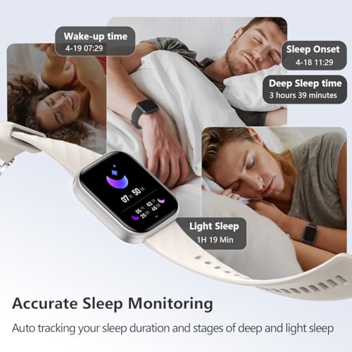 Image of FITVII Health & Fitness Tracker (Answer /Make Calls), Smart Watch with 24 /7 Heart Rate and Blood Pressure, Sleep Tracking, Blood Oxygen Monitor, 120+ Sport Modes Activity Tracker for Women Men