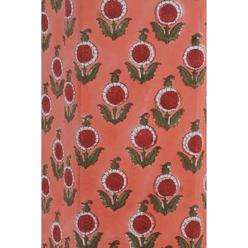 Image of Floral Hand Block Printed 3.3 Gallon Decorative Waste Basket - Eco-Friendly Cardboard Trash Can, Plastic-Free & Sustainable, Perfect for Christmas and Housewarming Gifts (1, FLOWAR RED)