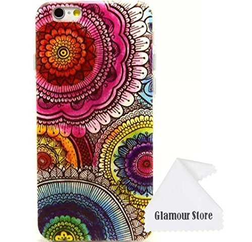 iPhone 6 Case,Flower Rubber TPU Gel Silicone Soft Case Cover Skin Protective For Apple iPhone 6 4.7 inch With a Free Cleaning Cloth As a Gift (Color3)