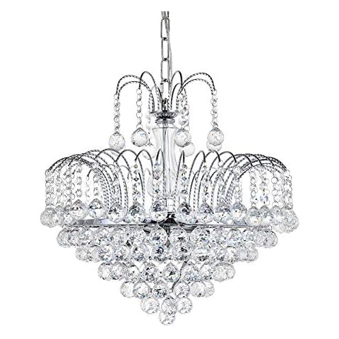 A1A9 Modern Elegant Crystal Chandelier, Clear K9 Crystal Ball Raindrop Ceiling Lights Fixture with 6-Light, Luxurious LED Pendant Lamp for Dining Room Livingroom Foyer Hallway Stairway Home Decor Cover