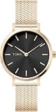 TORII Orologio da donna Nero Acciaio inossidabile - Rotondo al quarzo L34LS.BL bracciale a maglie indici a linea impermeabile 50 m