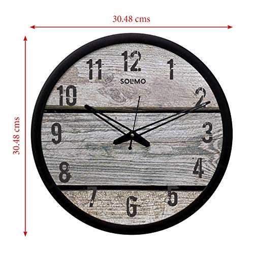 Image of Amazon Brand - Solimo 12-inch Wall Clock - Designer (Silent Movement, Black Frame)