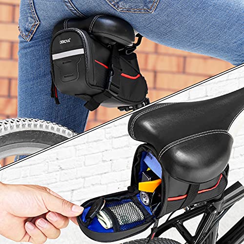 Obova Bike Seat Bag Waterproof 1.1L Sturdy Clip-On Strap | Red Bike Bags For Bicycles, Bike Pouch Under Seat, Seat Post Saddle Tool Storage Pack, Road Mountain Mtb #TOP5