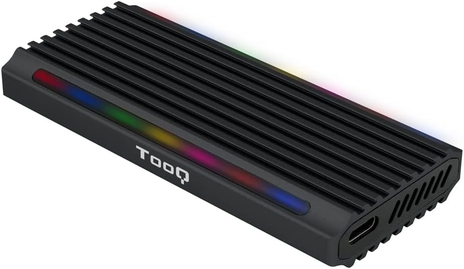 TOOQ TQE-222B – Case for SSD M.2 NGFF/NVMe ''Shinobi'', USB-C Connection (USB 3.1 Gen2 10Gbps), RGB, Black
