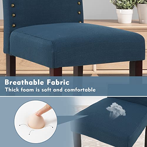 Lsspaid Dining Chairs Set Of 4, High Back Fabric Upholstered Parsons Dining Room Chairs, Nail Head Trim Dining Chair, Turquoise #TOP4