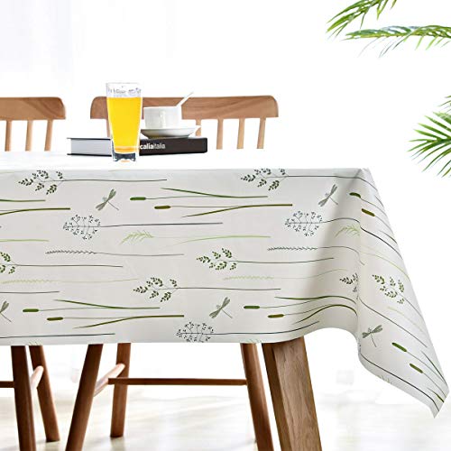 Lohascasa Vinyl Oilcloth Tablecloth Rectangle Heat Resistant/Oil-Proof Wipeable Thick Pvc Plastic Long Oblong Tablecloths For Spring Outside Picnic - Grass Ivory White 54 X 84 Inch #TOP2