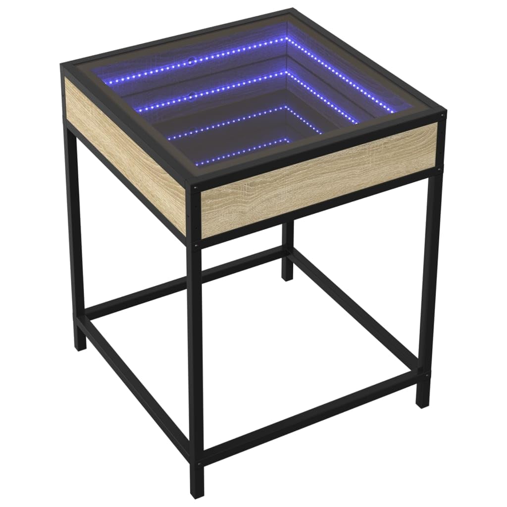vidaXL Tavolino da Salotto con LED Infinity Rovere Sonoma 40x40x51 cm