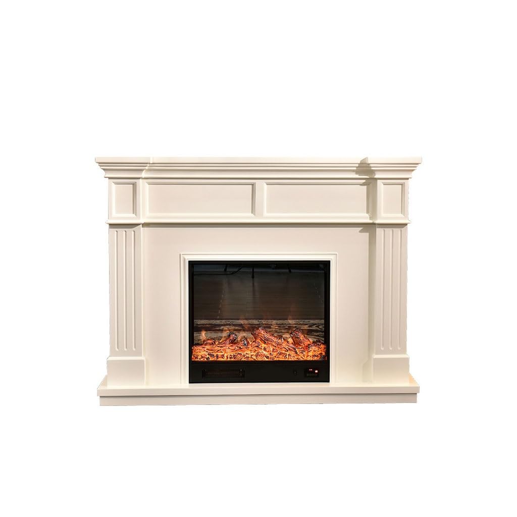 Electric Fireplace European Style Simple Electric Fireplace French Style Simulated Flame Heating TV Cabinet Fireplace Chimenea Eléctrica Para Sala(A)
