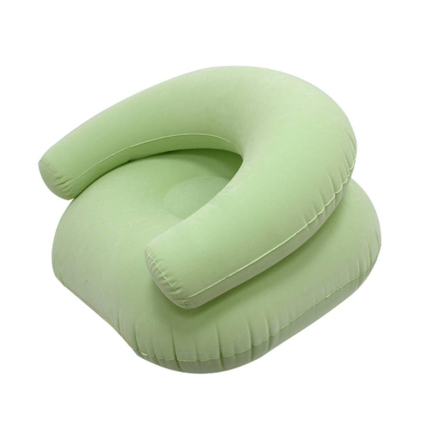 Flocked Inflatable Sofa with Armrests Comfortable Inflatable Sofa Seat Cozy Inflatable Chair Portable for Students, Guests, Campers, Dorm Room, Camping, Patio, Mint Green-image-7