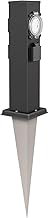 ledscom.de Colonne de Prise de Courant de Jardin Polly avec Piquet de Terre pour l'extérieur, 3-Fois avec minuterie/Timer, Acier Inoxydable, Angulaire, Noir, 38cm