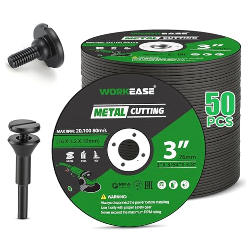 50 Pack 3 Inch Metal Cut Off Wheel Discs with 1/4 Mandrel