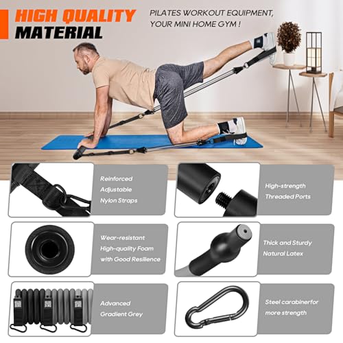 Image of KUTIZE Pilates Bar Kit with Resistance Bands, Heavy Duty Pilates Equipment for Men, Training Bands with Handles for Legs, Hip, Back, Arm, Abs, Chest, Shoulders, Portable Home Gym Workout Equipment