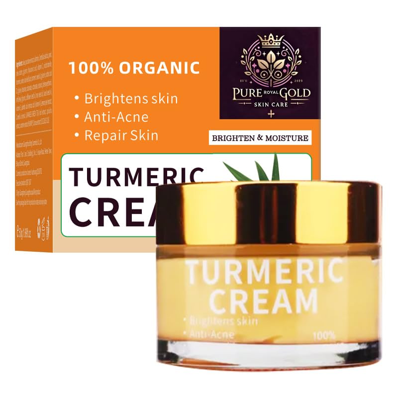 Organic Turmeric Cream, Brightening and Anti-Acne Facial Moisturizer, Skin Repair Treatment
