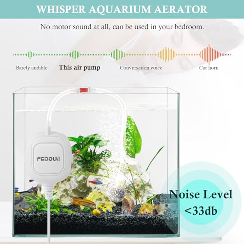 FEDOUR Mini Whisper Aquarium Air Pump, Nano Ultra Quiet Fish Tank Aerator, Fish Tank Bubbler Pump for Up to 80L Betta Tank - Image 3