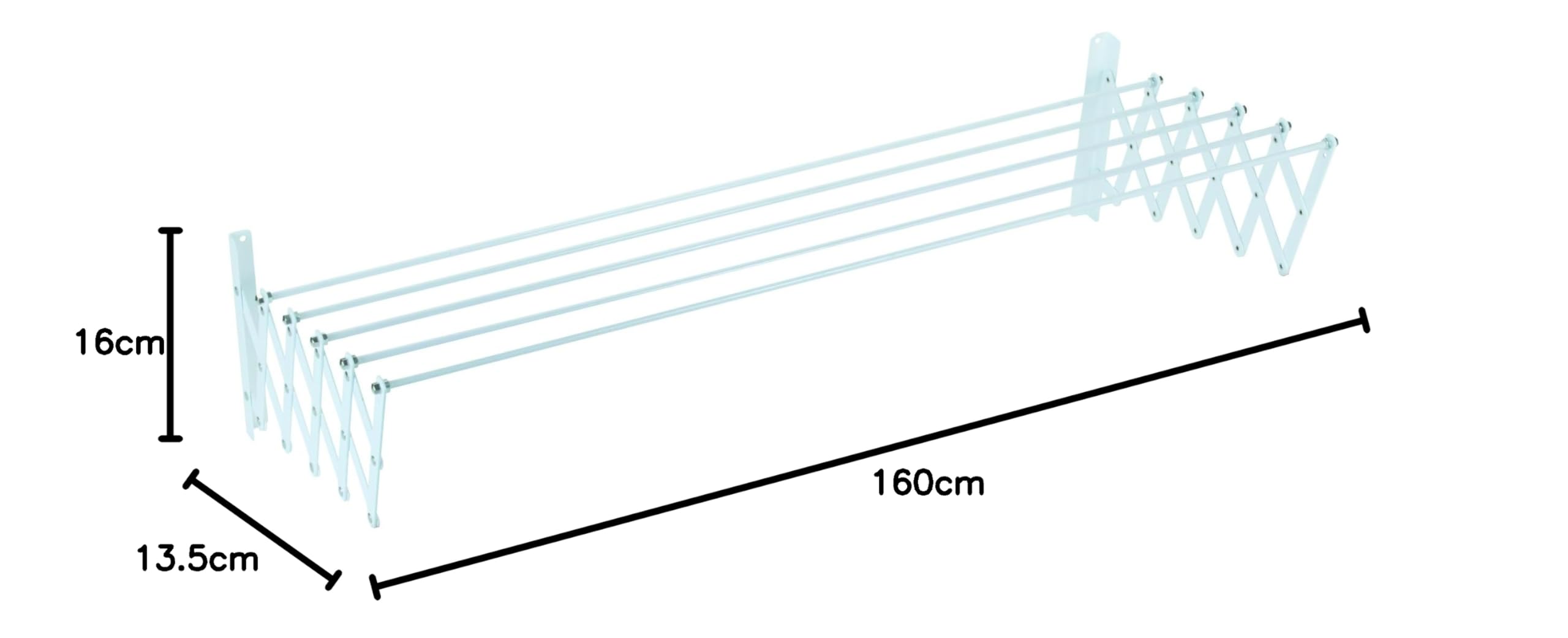 Sauvic 89811 - Tendedero E x tensible plastificado 160 cm, Color Blanco, 160 x 78 x 26,5 cm