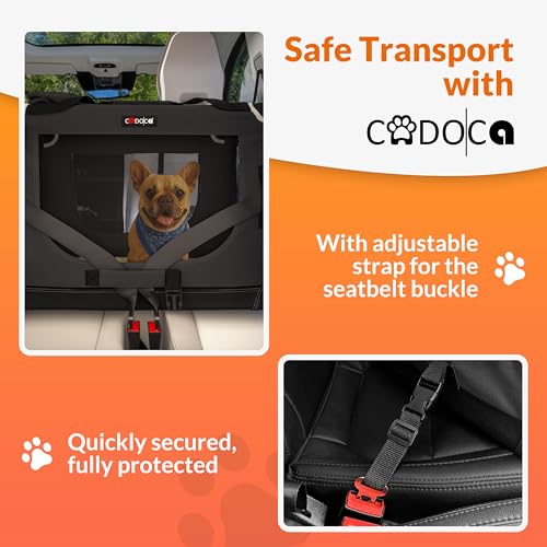 CADOCA® Large Dog Crate - Fabric | Dog Cage Foldable Portable Indoor & Car Travel Pet Carrier for Pets | Lightweight with Mesh Windows | Puppy, Kitten, Dog, Cat Carrier 70x52x52cm Anthracite