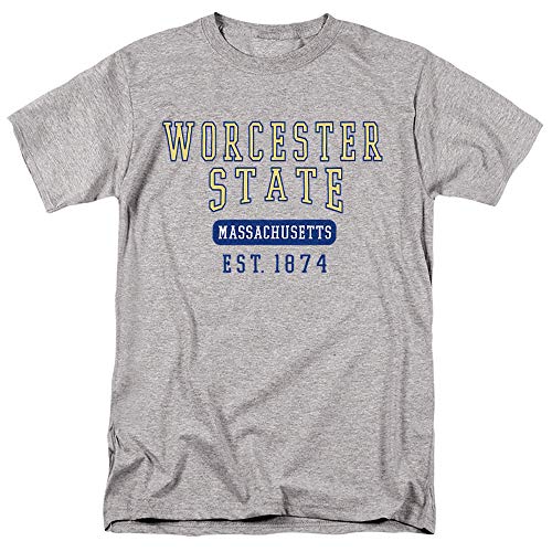 Worcester State Univeristy Official Founded Date Short Sleeve Mens Cotton T-Shirt,Athletic Heather, 2X-Large