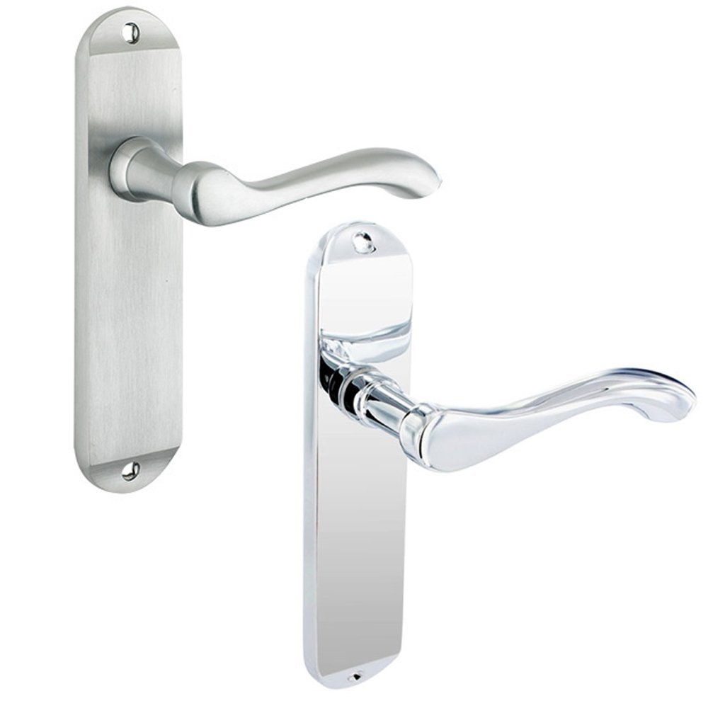 Dynasty Project Europa Arundel Internal Lever on Backplate Door Handle Pair Lock Satin Chrome