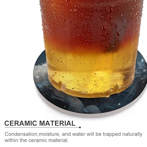 Dessous de verre absorbant céramique loup anti trace eau table base liège - 5