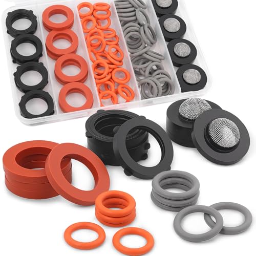 NBRINGO 84 Pieces Power Pressure Washer O Rings Garden Hose Washers Rubber & Screen Filter Washers Kit (5 Sizes) - Leak Proof for 1/4 3/8 Quick Coupler & M22 Water Hose Gun Wand Tip