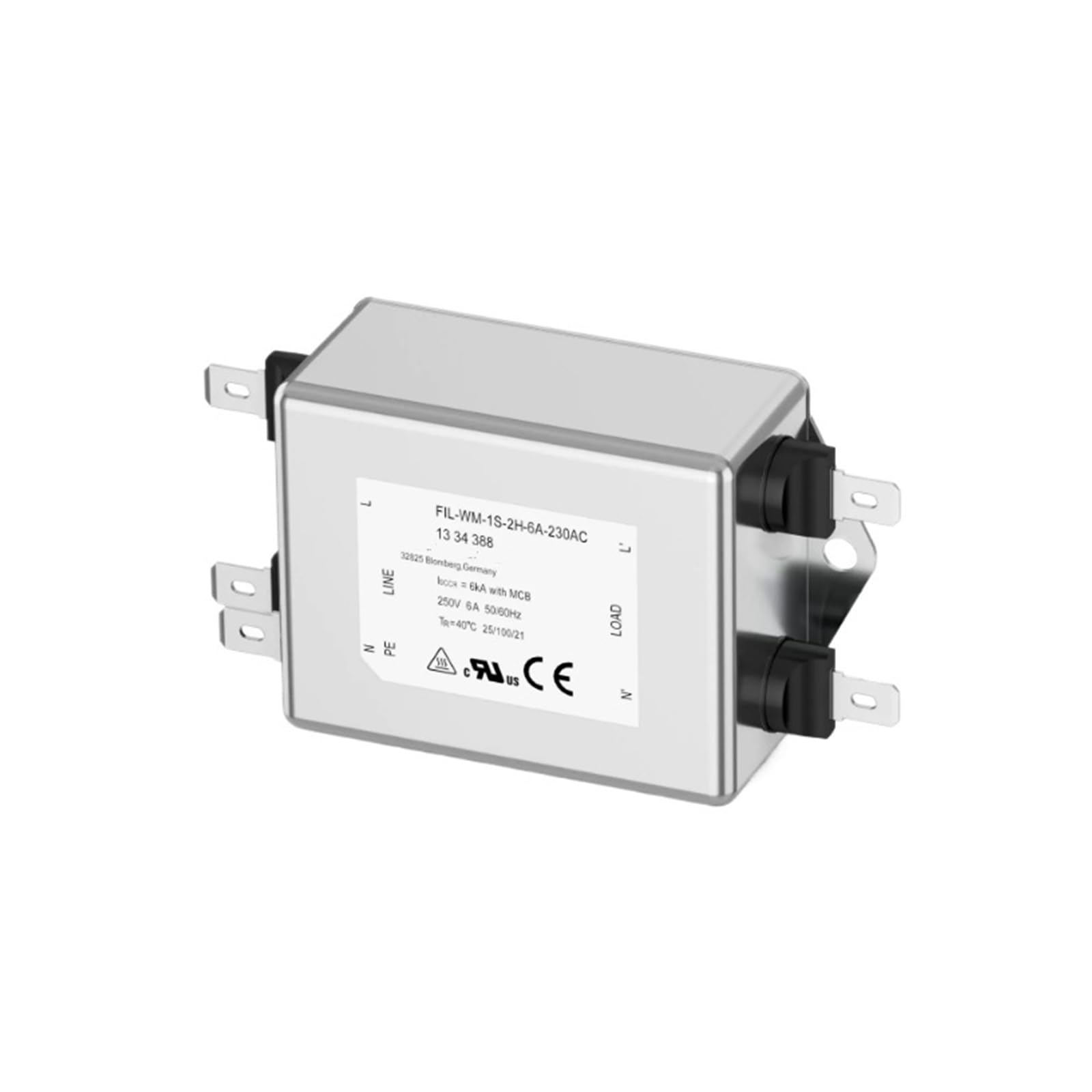 Filtro de fuente de alimentación FIL-WM-1S-2H-6A-230AC 1334388 | Baja pérdida de inserción, ideal for aplicaciones de IoT y supresión de ruido
