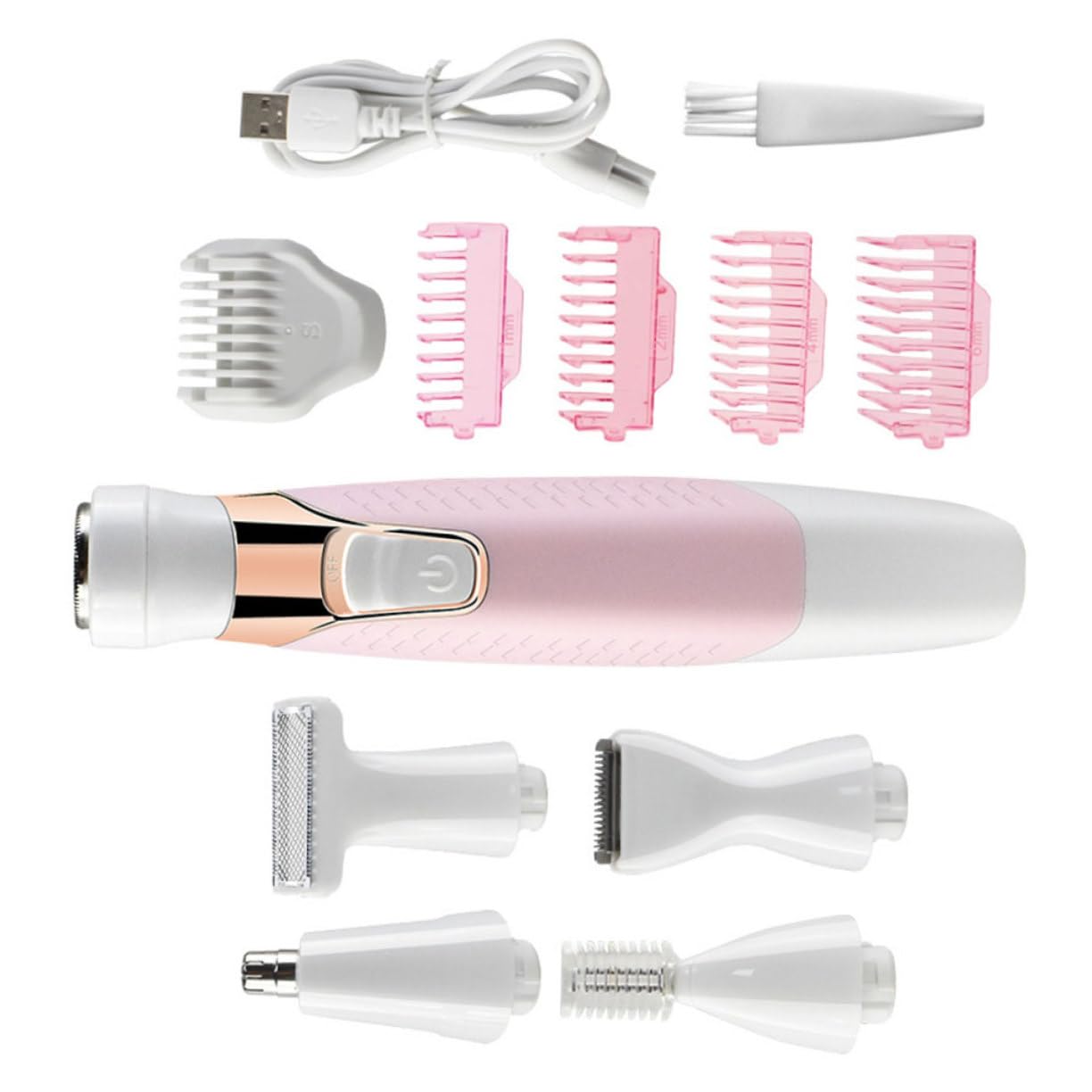 5-in-1 Damen Augenbrauentrimmer, Aufladbarer Haarschneider aus Abs | Abwaschbar, Leichtes Design für Gesichtshaare, 5-in-1 Multifunktion für Frauen und Damen
