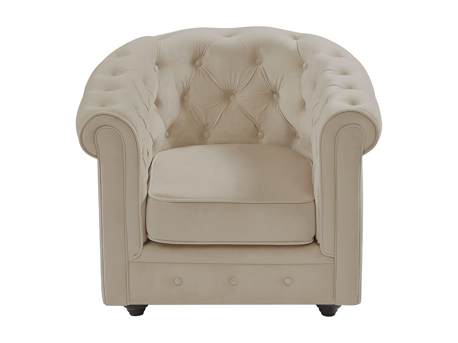 Vente-unique - Divano 3 posti+ Divano 2 posti + Poltrona Chesterfield - velluto - beige