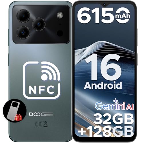 DOOGEE NOTE 56 PRO Mobile Phones, Newest Android 16 With Gemimi AI, 32GB+128GB/2TB, 6150mAh& 6.56" HD+90Hz Display, Dual SIM Unlocked Mobile Phone, 8.45mm Ultra-Slim, Face ID, 5G WiFi, GPS,N