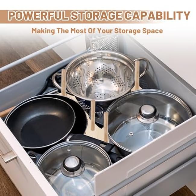 3 Pcs Wood Pegboard Drawer Organizer with 24 Pegs Wooden Peg Board Drawer Shelf Organizer Adjustable Peg System for Dishes Plate Pot Container Cookware Utensil Kitchen(17.72 x 5.91 in)