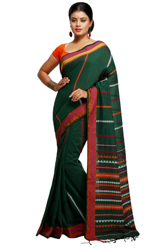 Image of BENGAL HANDLOOM Women's Begumpuri Super Cotton Saree Model 1 with Jaquard Work with Blouse Pieces