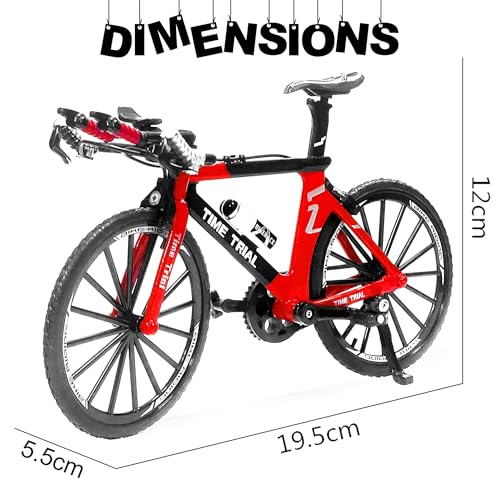 Image of VGRASSP 1:8 Scale Die Cast Racing Bicycle Toy for Kids - The Alloy Metal Off-Road Decorative Showpiece Realistic Design Bike Features Moveable and Rotating Handle, Wheels, Pedals (Red)