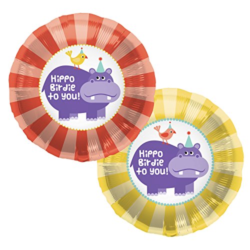 Northstar Balloons 18" Northstar Hippo Birdie Birthday Foil Balloon, Multicolor