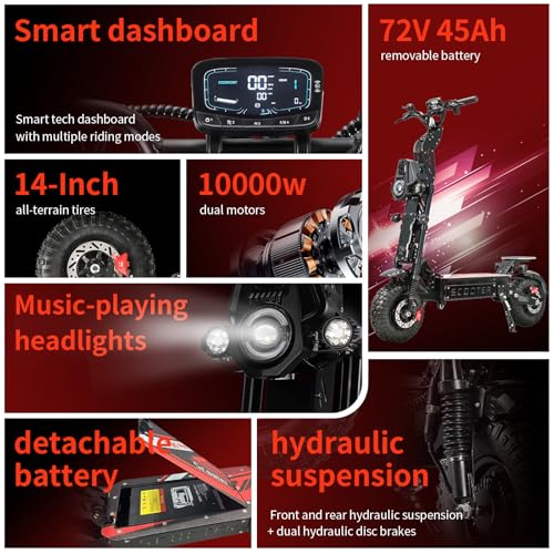 T90 Pro Electric Scooter for Adults, 10000W Dual Motor, 68