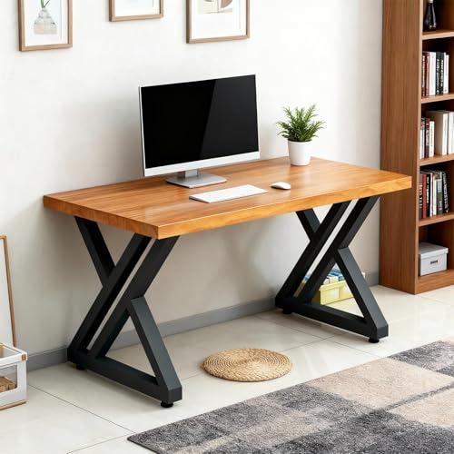 Image of 28 Inch High Triangular Shaped Metal Table Legs, Modern Cast Iron Welded Desk Legs, Metal Home DIY Project for Nightstand, Coffee Table, Desk, etc. with Adjustable Floor Protector, Black 2PCS