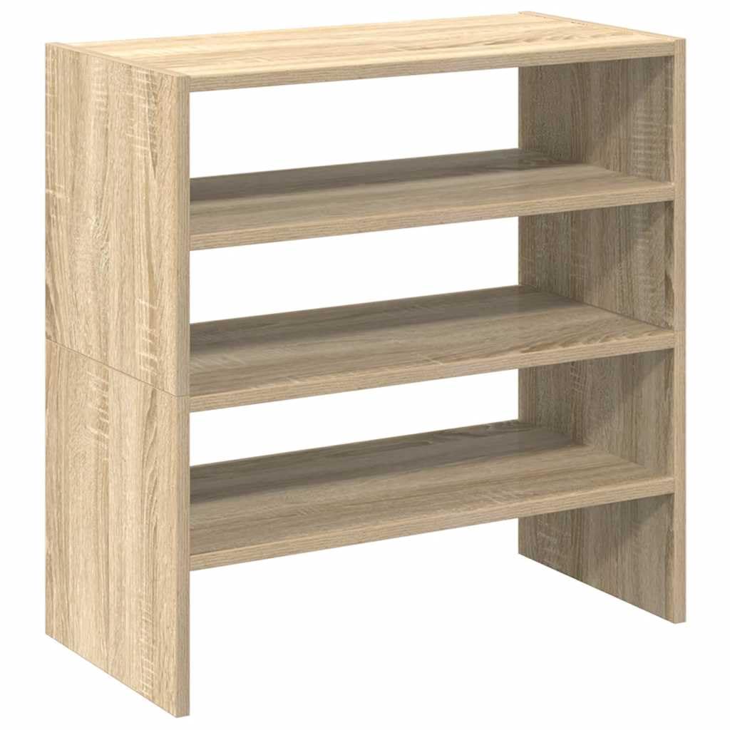 vidaXL Schuhregale 2 STK. Stapelbar Sonoma-Eiche 60x30x30,5 cm, Schuhaufbewahrung, Schuhorganizer, Schuhständer, Schuhschrank, Schuhablage, Flurregal