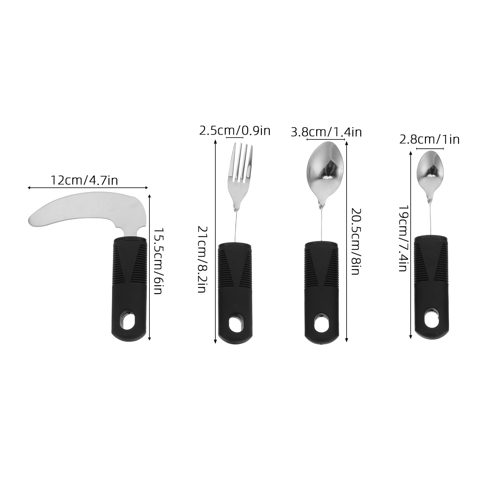 4pezzi Posate Adattabili per Adulti Disabili e Anziani Manico Curvo e Profondo per Facilitare la Presa del Cibo Utensili Ergonomici per Mangiare senza Sforzo