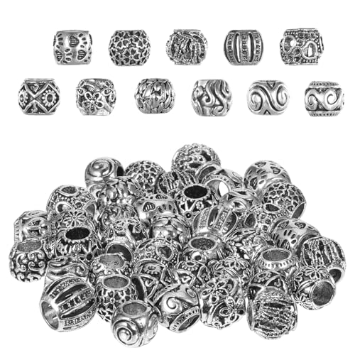 40 PCS Silver Tone Spacer Loose Beads, 10mm Tibetan Plated
