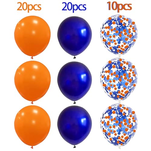 Image of 50Pcs 12inch Orange Navy Blue Party Balloons with Orange Navy Blue Confetti Balloons for Wedding, Birthday, Baby Shower, Halloween,Family Parties Decoration