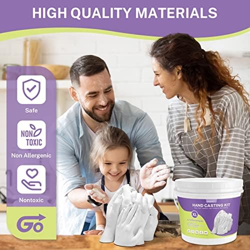 Hand Casting Kit for Family, UnityStar Hand Mold Kit for Family Kids Mother's Day Gift Hand Sculpture Supplies for Couple DIY Hand Statue Kit Adult 1.1Ib alginate molding Powder & 4.4Ib Casting Powder 3 5187aSnAWwL. AC
