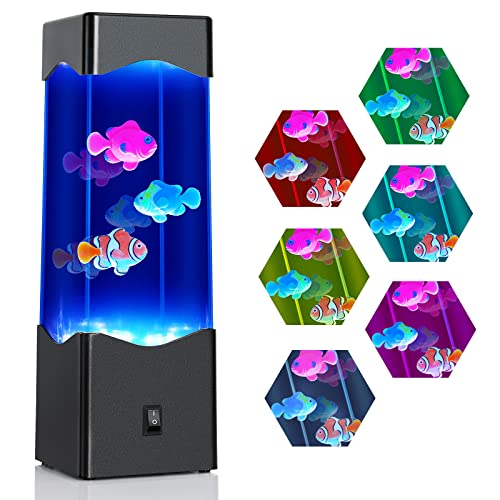 Lava Lamp,Desktop Multi-Color Fake Fish Lava Lamp,Usb Powered Aquarium Night Lights With 3 Fish,Gifts For Adults Kids,Office Room Desktop Decoration,Gifts For Christmas Birthdays Holidays #TOP15
