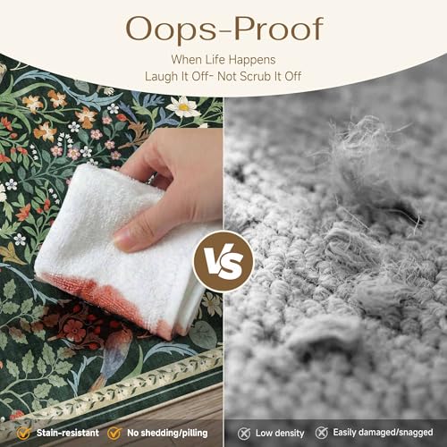 WondRg 9x12 Washable Area Rug Green Non Slip Floral Carpet by WondRg - Used condition - Image 6
