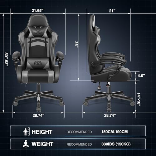 OneGame-Ergonomic-Gaming-Chair-High-Back-Computer-Gamer-Chair-Height-Adjustable-Game-Chair-with-Adjustable-backrest-Racing-Style-Gaming-Office-Chair-with-Headrest-and-Lumbar-Support-Blackgray OneGame Ergonomic Gaming Chair High Back Computer Gamer Chair Height Adjustable Game Chair with Adjustable backrest Racing Style Gaming Office Chair with Headrest and Lumbar Support Blackgray