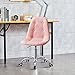 OFCASA Silla de Escritorio Silla de Oficina con Ruedas Silla de Ordenador Giratoria Altura Ajustable Taburete de Trabajo Blanco Piel sintética Rosa Piel Sintética
