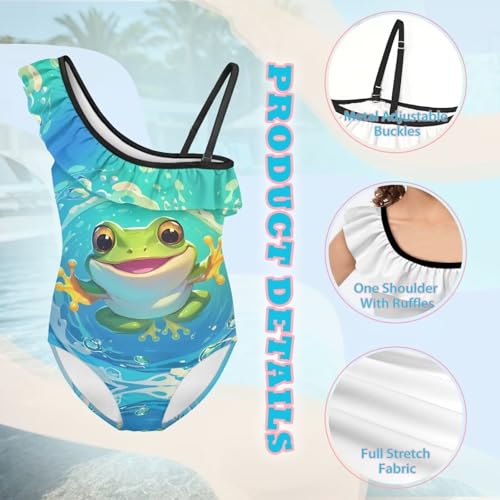 Image of Girls One Piece Swimsuits Size 3-14 Trendy Ruffle Bathing Suit Casual Hawaiian Summer Beach Swimwear